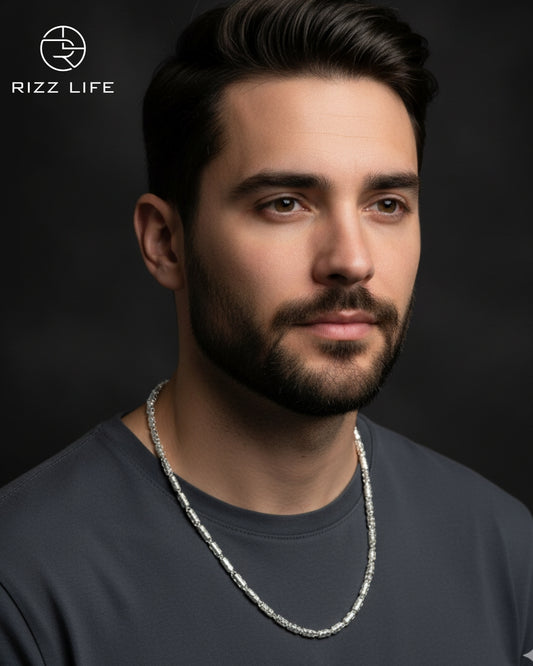 Cylindrical Cuban Silver Chain for Him
