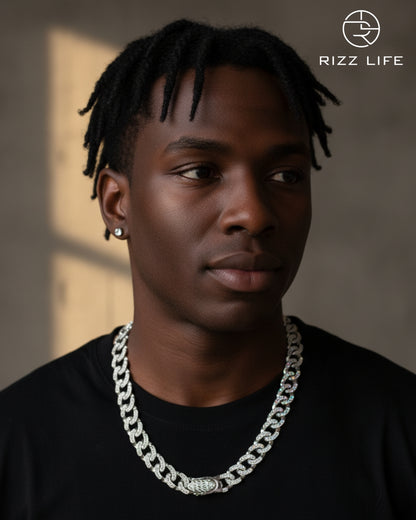 Dazzling Silver Cuban Link Chain For Him