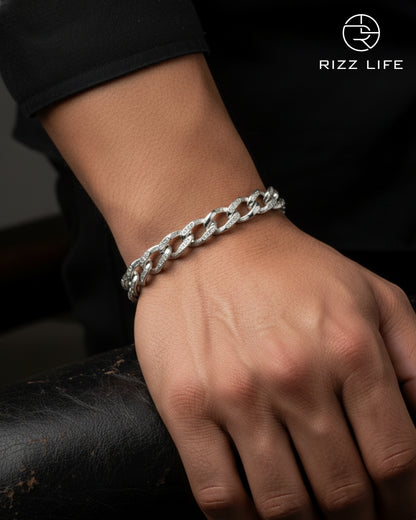 Men's Flat Silver Cuban Bracelet