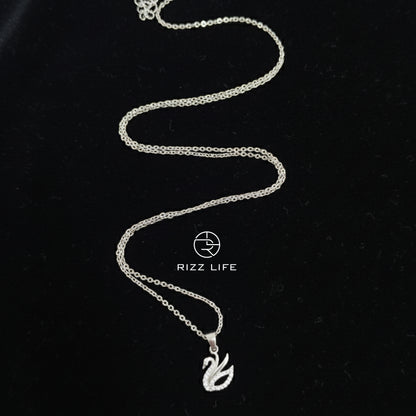 The Crystal Swan White Gold Plated Chain Pendent
