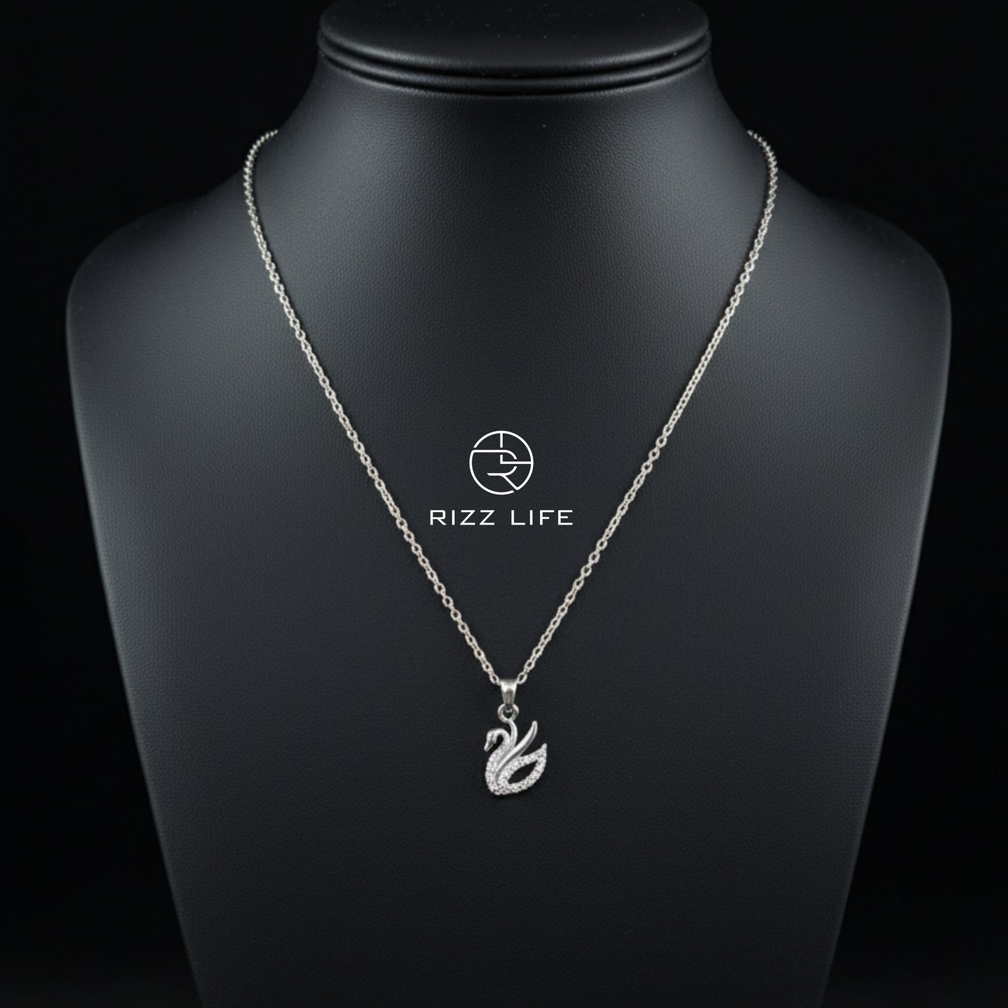 The Crystal Swan White Gold Plated Chain Pendent