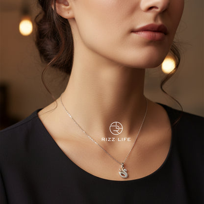 The Crystal Swan White Gold Plated Chain Pendent