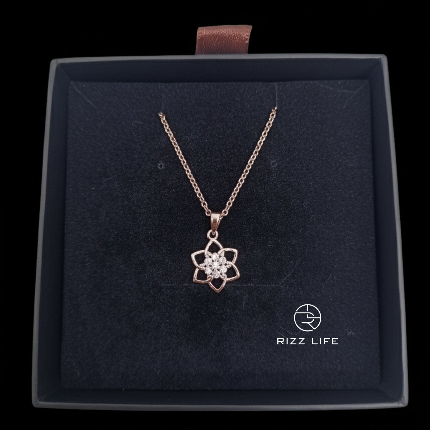 The Stellar Bloom White Gold Plated Chain Pendent