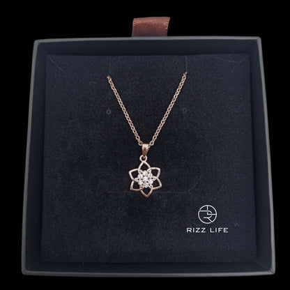 The Stellar Bloom White Gold Plated Chain Pendent