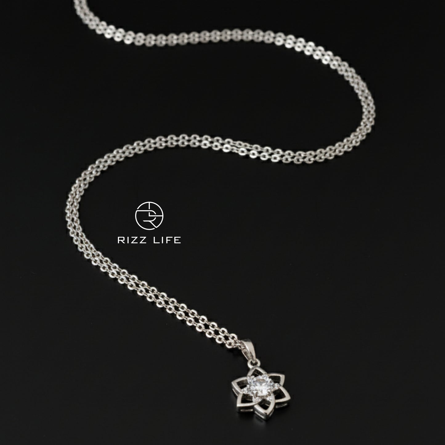 The Stellar Bloom White Gold Plated Chain Pendent