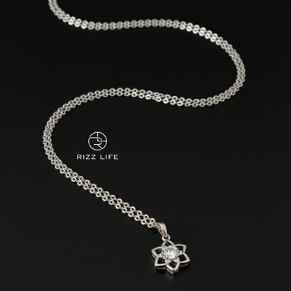 The Stellar Bloom White Gold Plated Chain Pendent