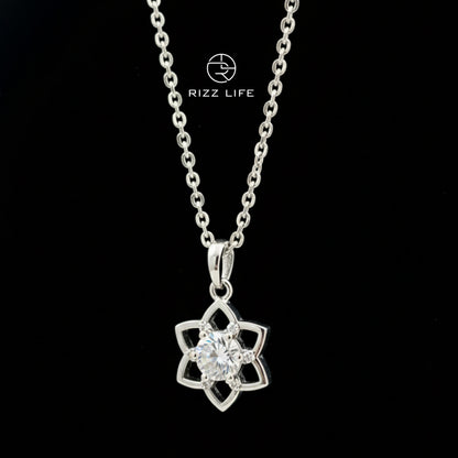 The Stellar Bloom White Gold Plated Chain Pendent