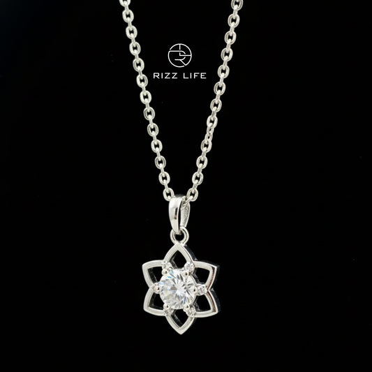 The Stellar Bloom White Gold Plated Chain Pendent
