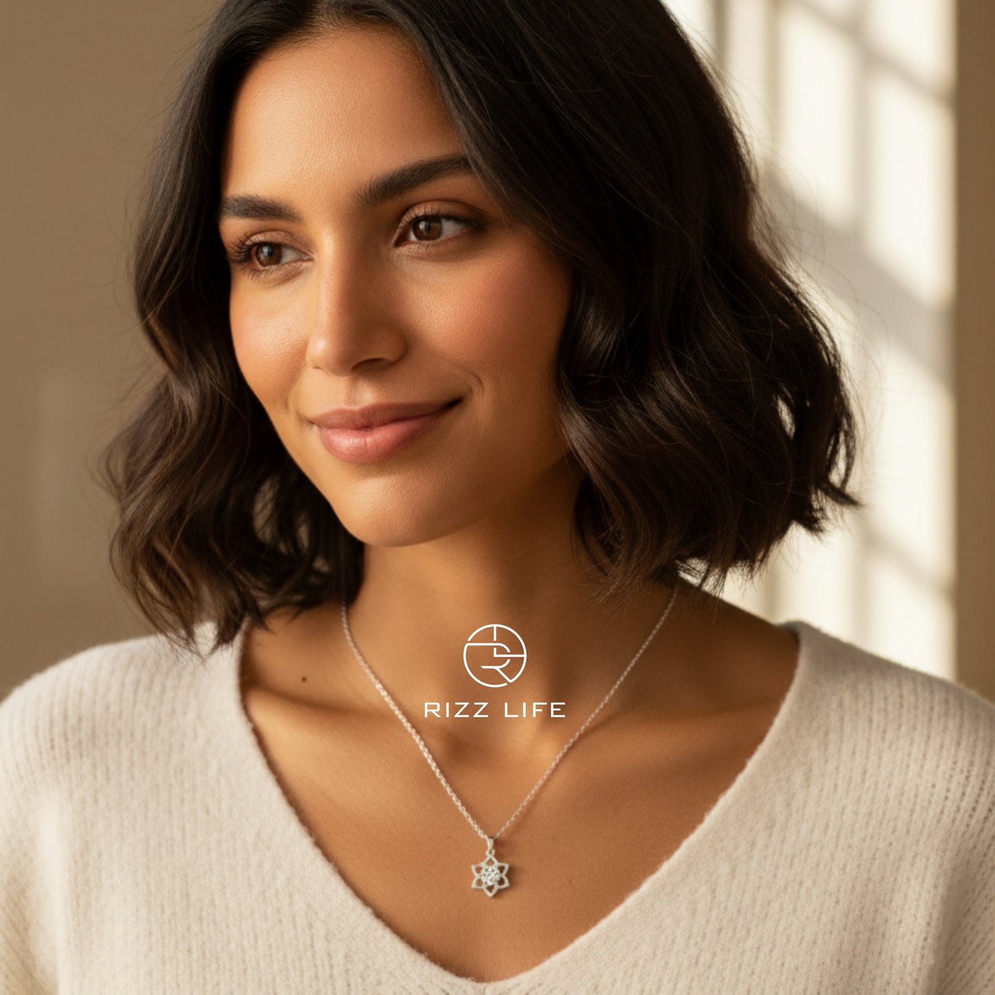 The Stellar Bloom White Gold Plated Chain Pendent