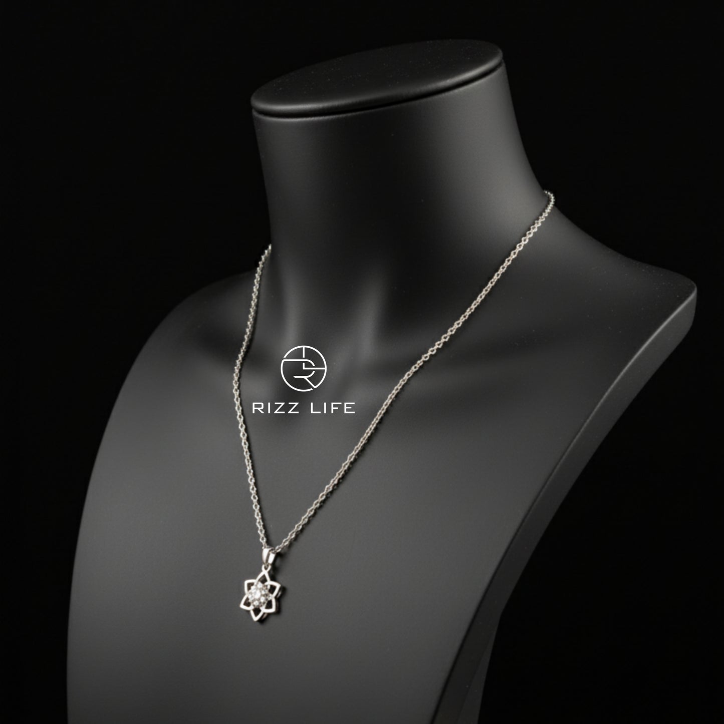 The Stellar Bloom White Gold Plated Chain Pendent