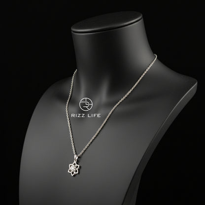 The Stellar Bloom White Gold Plated Chain Pendent