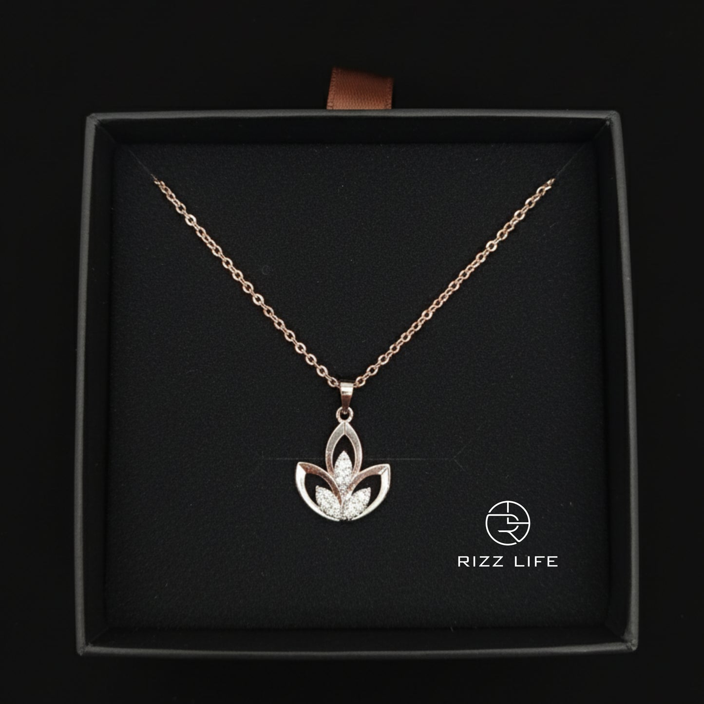 The Rose Lotus White Gold Plated Chain Pendent