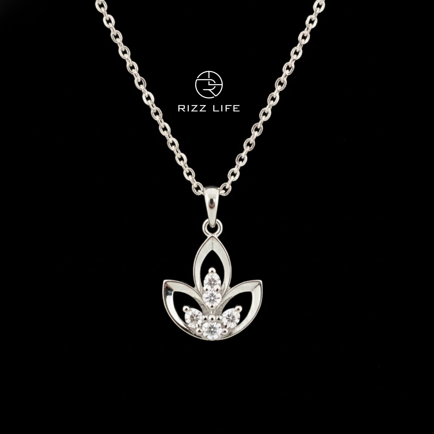 The Rose Lotus White Gold Plated Chain Pendent