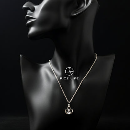 The Rose Lotus White Gold Plated Chain Pendent