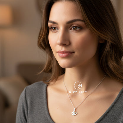 The Rose Lotus White Gold Plated Chain Pendent