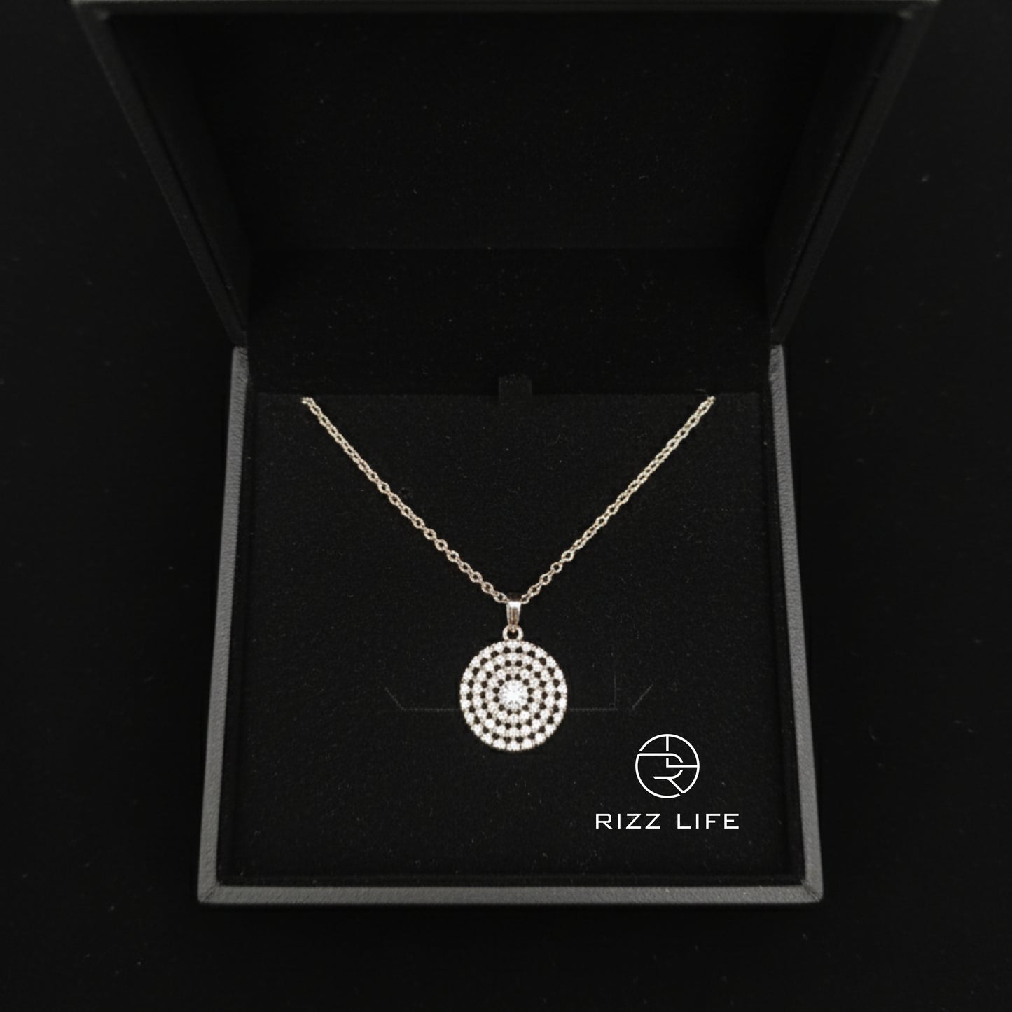 The Radiance Disc White Gold Plated Chain Pendent