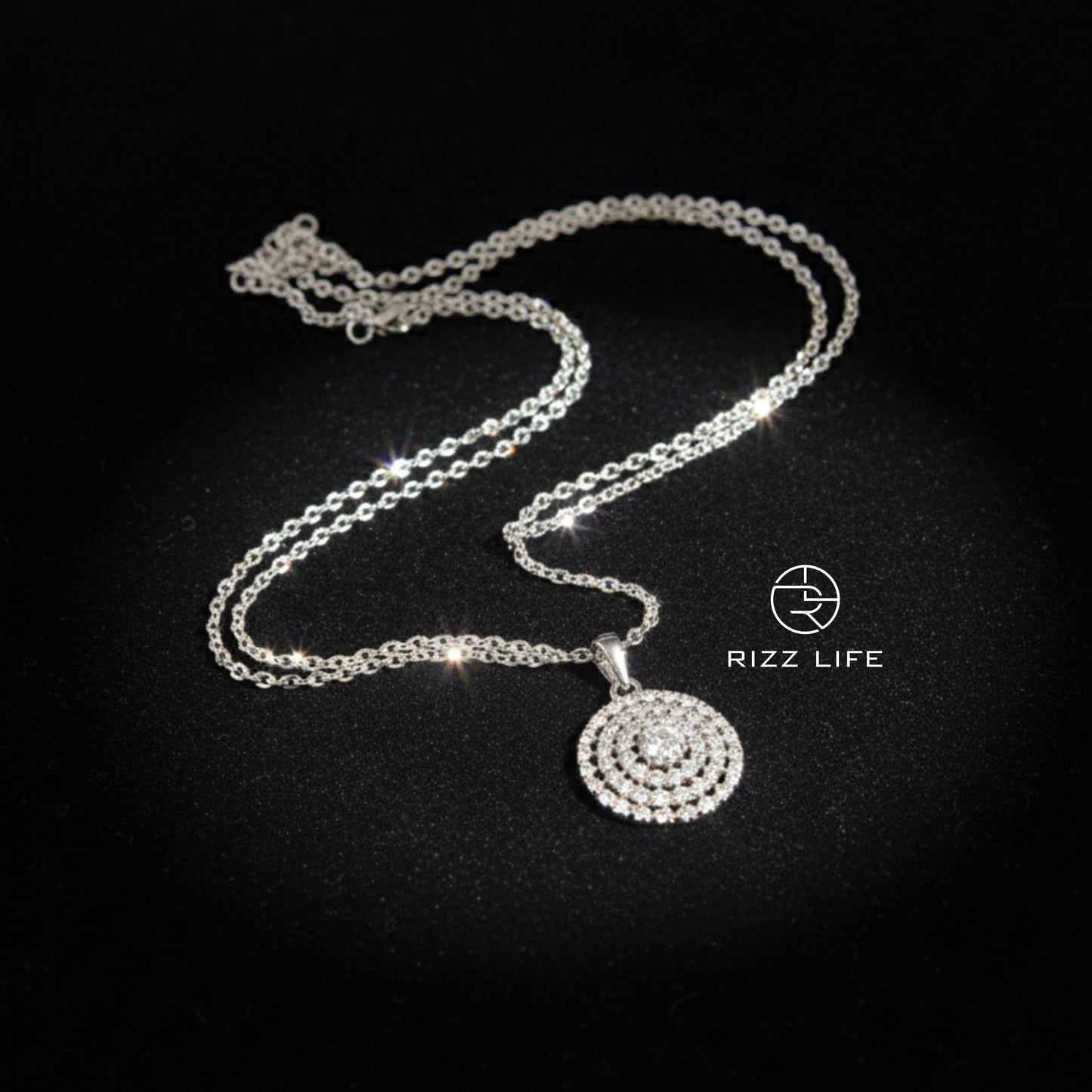 The Radiance Disc White Gold Plated Chain Pendent
