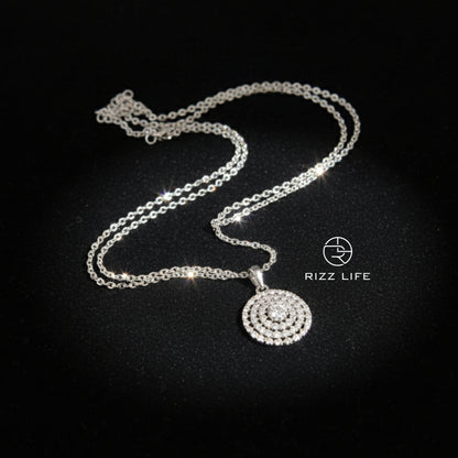 The Radiance Disc White Gold Plated Chain Pendent