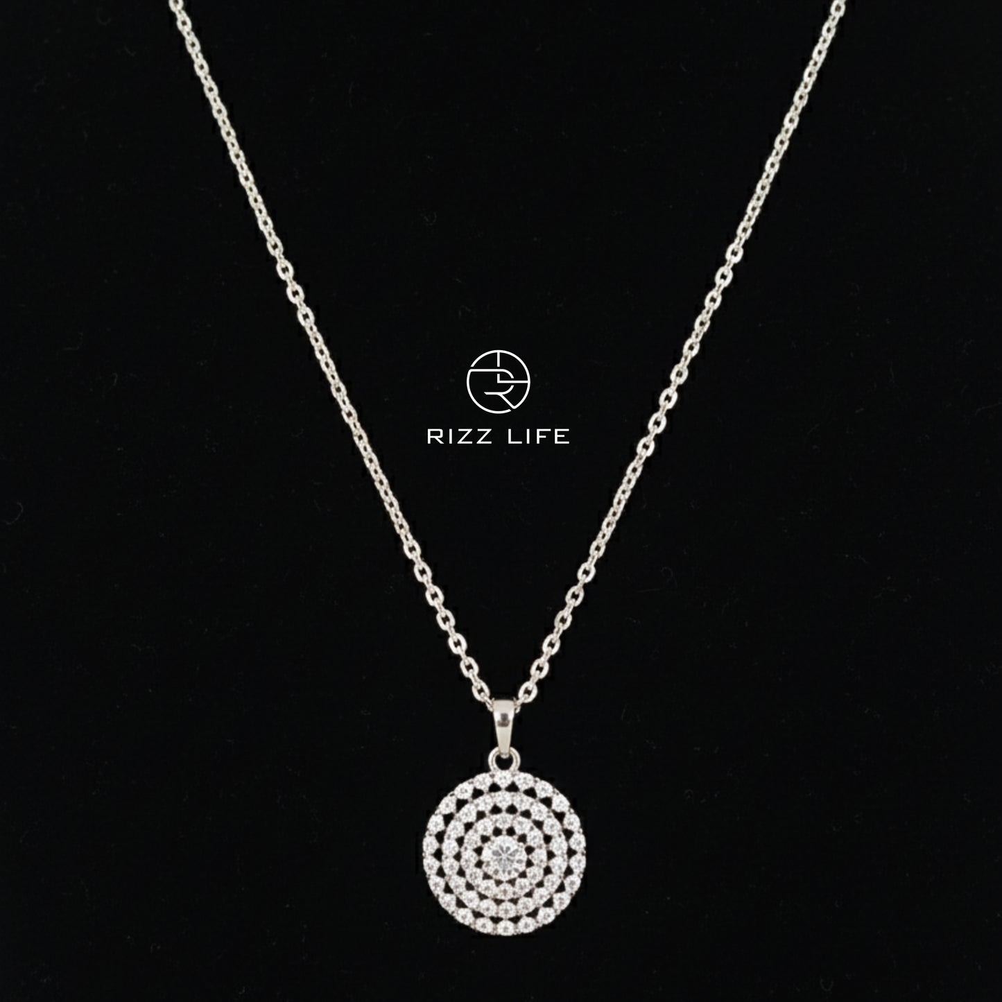 The Radiance Disc White Gold Plated Chain Pendent