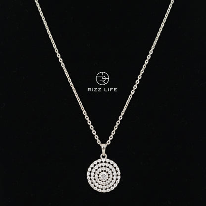 The Radiance Disc White Gold Plated Chain Pendent