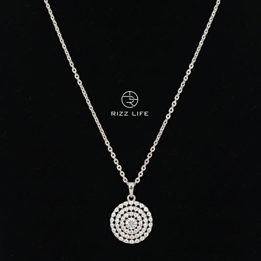 The Radiance Disc White Gold Plated Chain Pendent