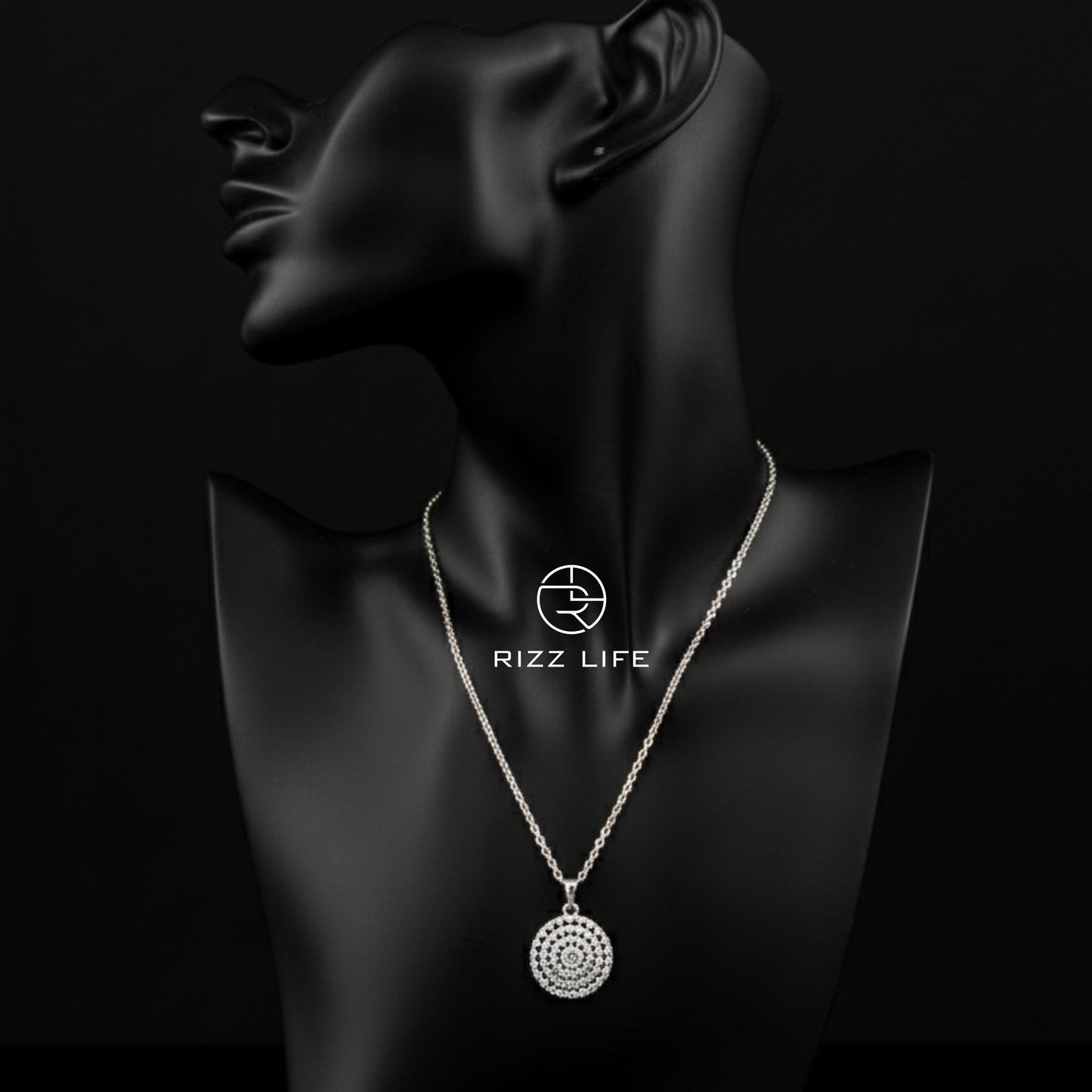 The Radiance Disc White Gold Plated Chain Pendent
