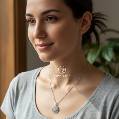 The Radiance Disc White Gold Plated Chain Pendent